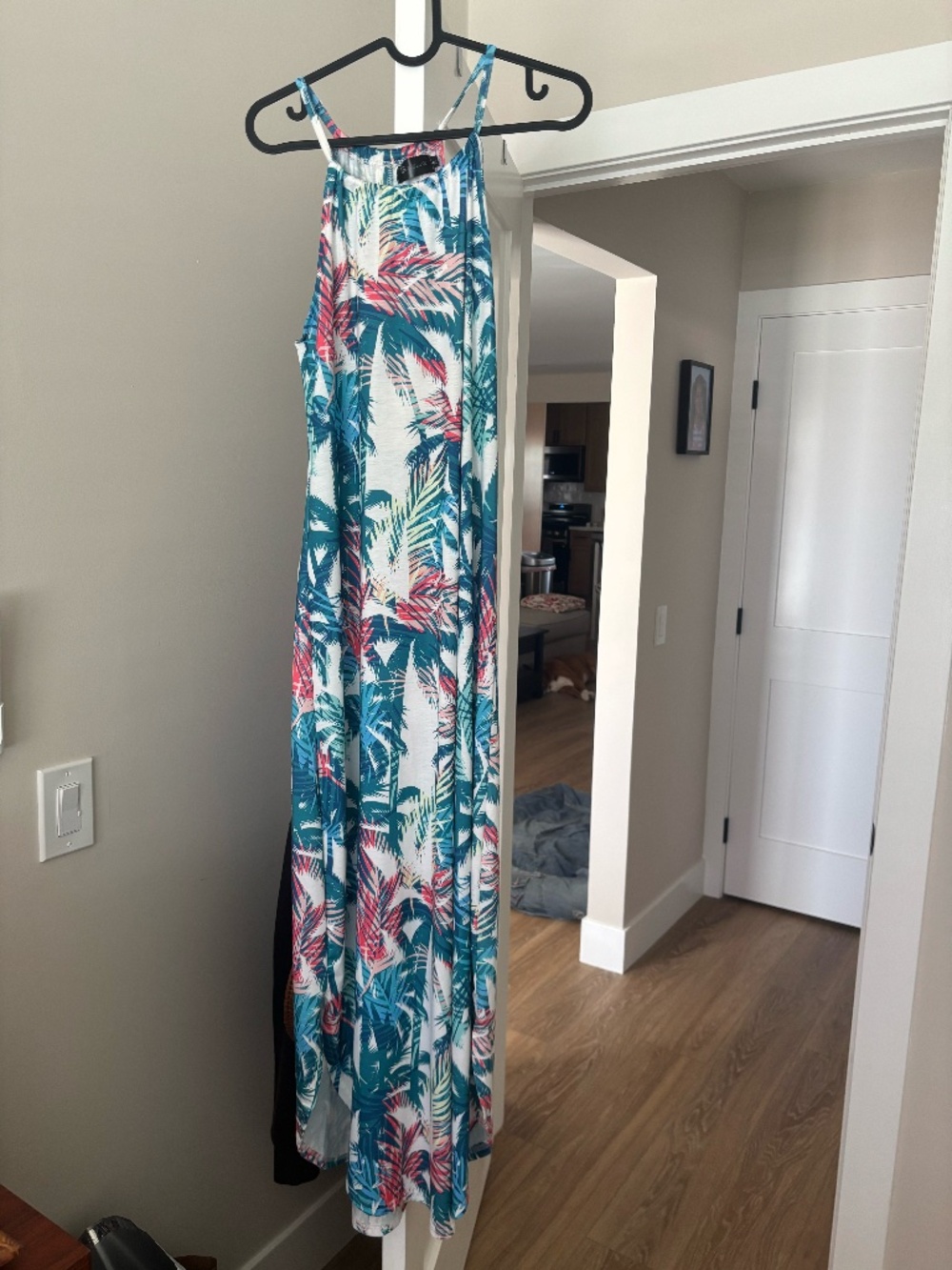 Tropical Palm Print Maxi Dress